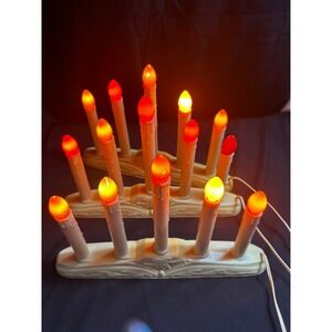 Vintage Bell Christmas Window Candle Lights Set 3Tier 5 Bulbs each Orange Lights
